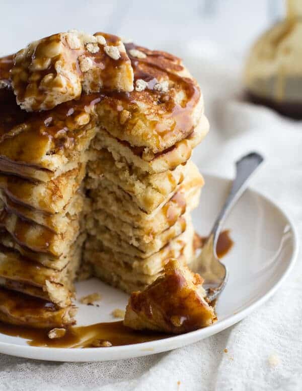 Rice Krispie Treat Pancakes with Browned Butter Syrup | halfbakedharvest.com