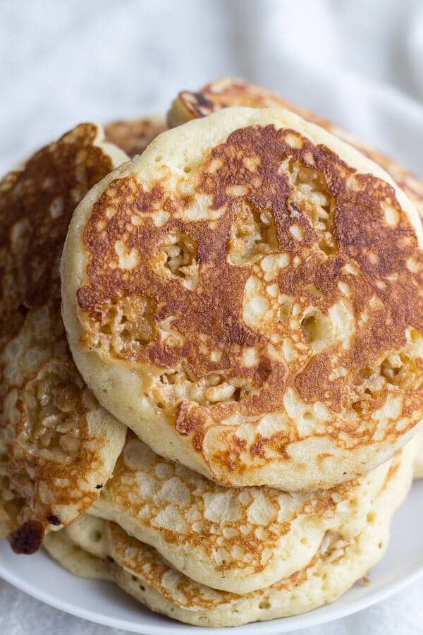 Rice Krispie Treat Pancakes with Browned Butter Syrup | halfbakedharvest.com