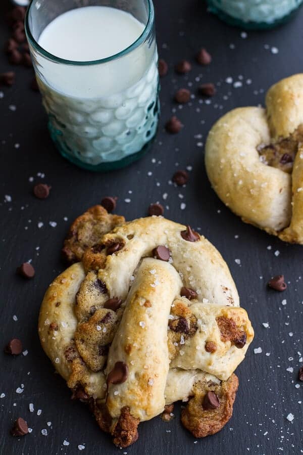 Warm Chocolate Chip Cookie stuffed Soft Pretzels | | halfbakedharvest.com @hbharvest