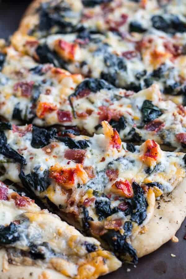 Brown Butter Lobster and Spinach Pizza with Bacon + Fontina | halfbakedharvest.com