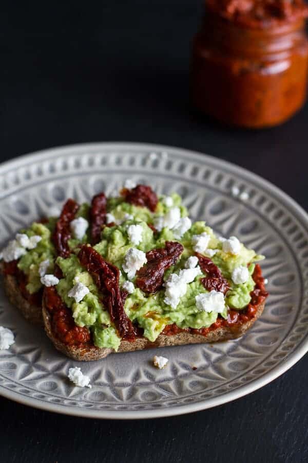 Harissa, Smashed Avocado + Egg Toast with Goat Cheese and Honey Drizzle | halfbakedharvest.com