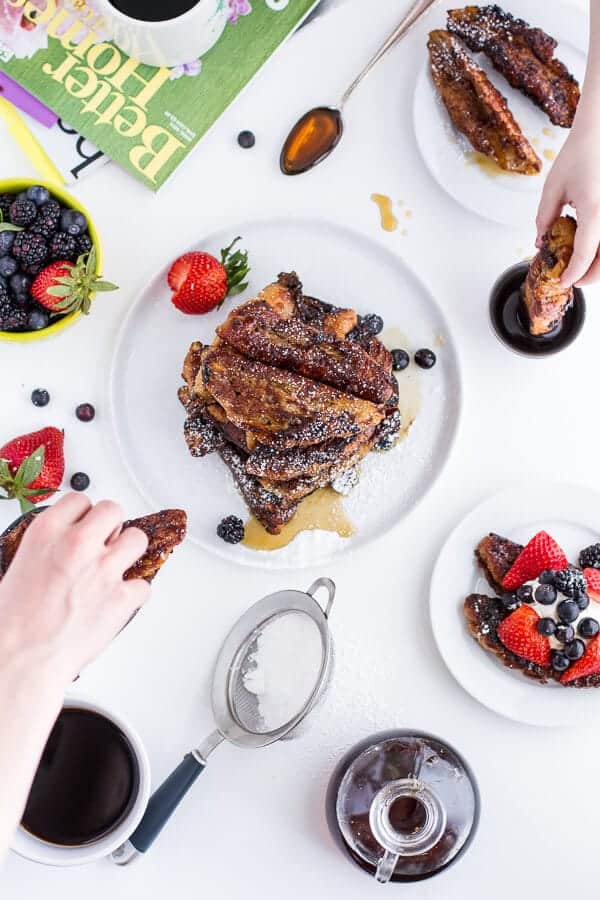 Coffee Caramelized Croissant French Toast Sticks | halfbakedharvest.com