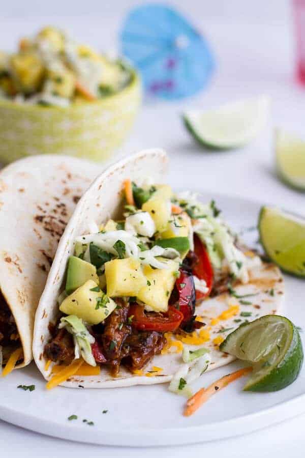 Hawaiian Hula Pork Fajitas with Pineapple Slaw + Coconut Rice | | halfbakedharvest.com @hbharvest