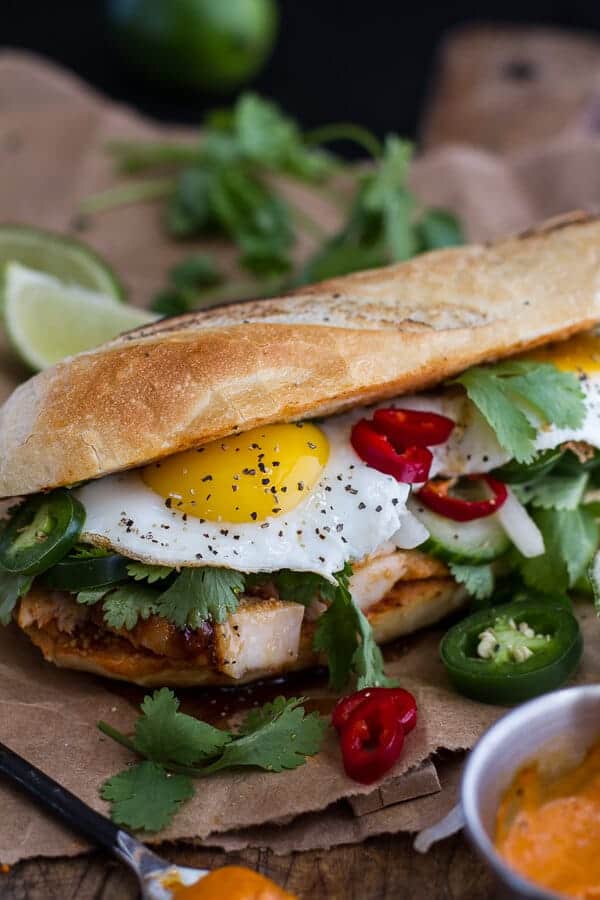 Mahi Mahi Banh Mi with Spicy Curried Mayo + Fried Eggs | halfbakedharvest.com