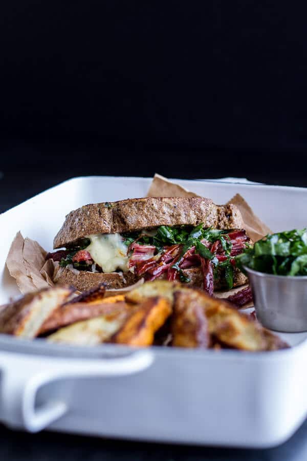 Savory Corn Beef Brisket + Irish Cheddar French Toast with Kale Pesto Slaw | halfbakedharvest.com