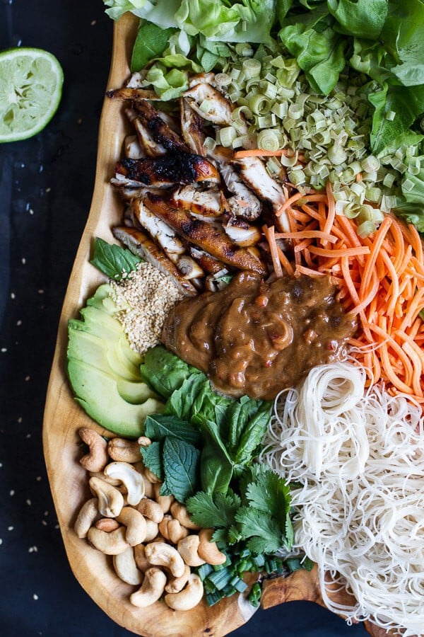 Vietnamese Chicken, Avocado + Lemongrass Spring Roll Salad With Hoisin Crackers | halfbakedharvest.com