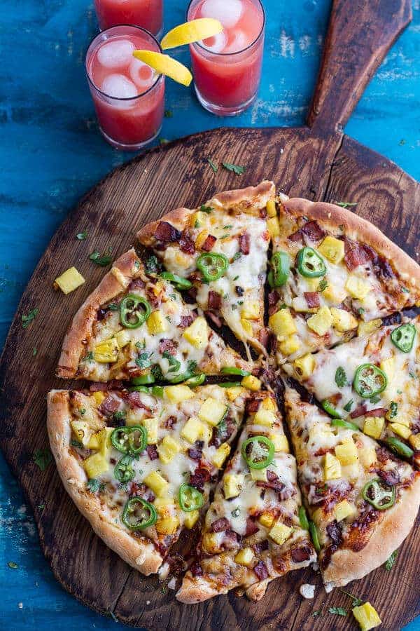The TJ Hooker Pizza (Chipotle BBQ and Sweet Chili Pineapple + Jalapeño Pizza with Bacon)! | halfbakedharvest.com