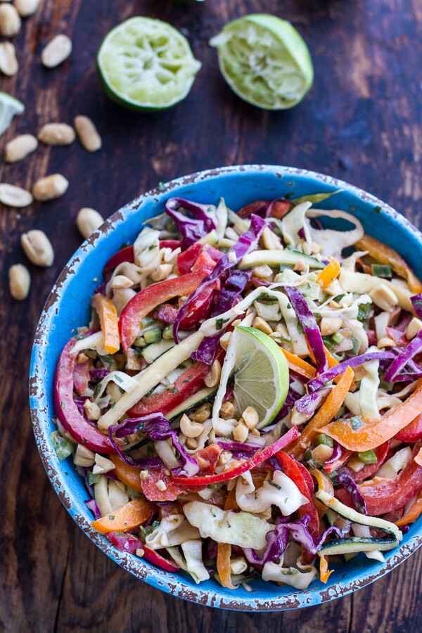 Extra Sticky Thai BBQ Ribs w-Peanut BBQ Sauce + Sweet Thai Ginger Slaw | halfbakedharvest.com