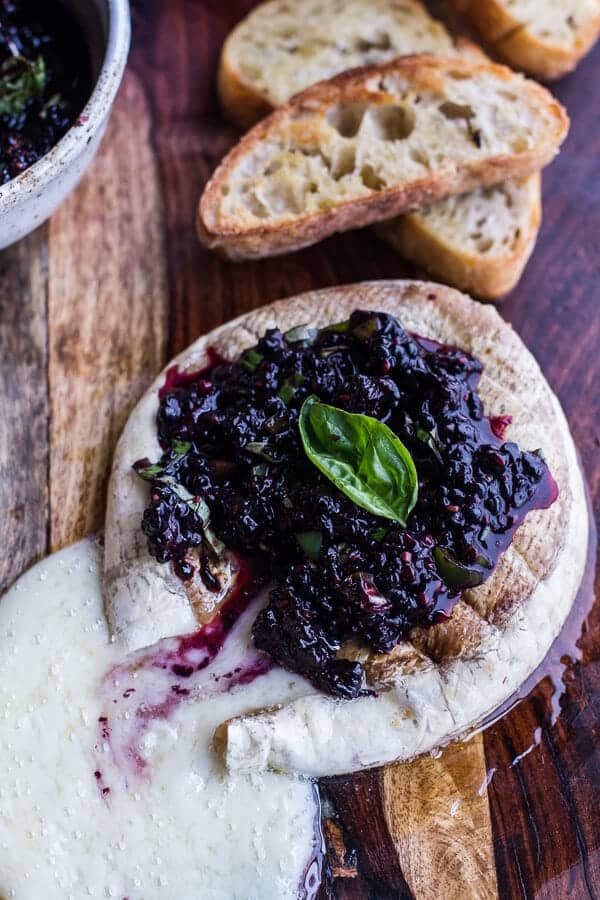 Grilled Brie with Blackberry Basil Smash Salsa + Charred Bread | halfbakedharvest.com