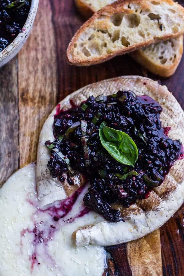Grilled Brie with Blackberry Basil Smash Salsa + Charred Bread | halfbakedharvest.com