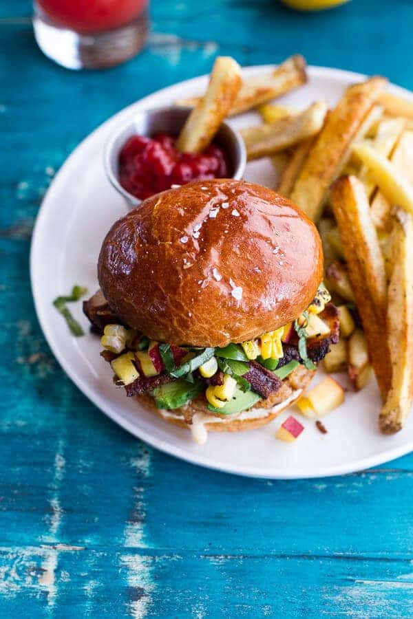 Lobster Burgers w/Browned Butter Lemon Aioli + Basil Corn Salsa, Bacon ‘n’ Avocado | halfbakedharvest.com