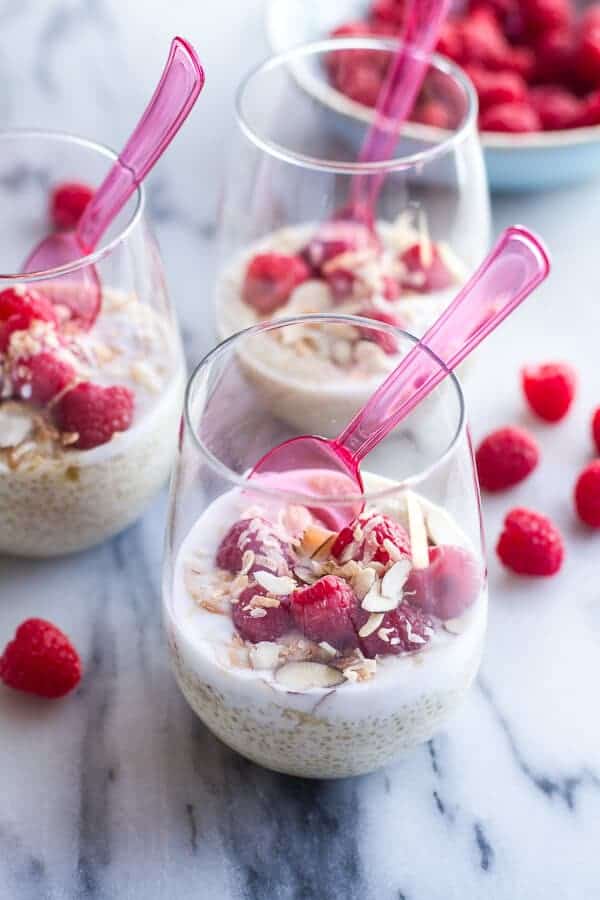 Vanilla Bean Coconut Quinoa Pudding with Honey Drizzled Raspberries | halfbakedharvest.com