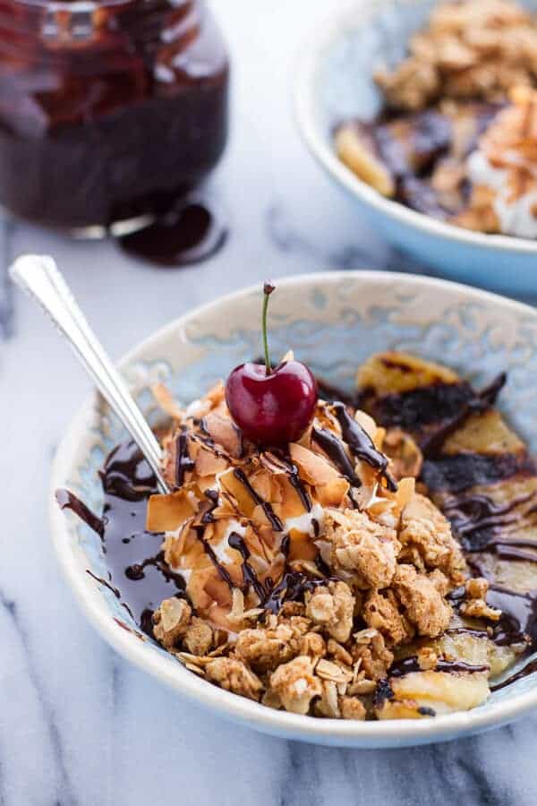 Vegan Deconstructed Boozy Mocha Drenched Grilled Banana Coconut Cream Pies | halfbakedharvest.com