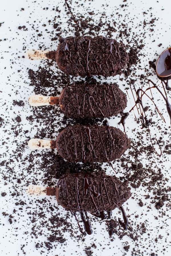 5-Ingredient Caramel Double Chocolate Birthday Ice Cream Cake Bars on a Stick | halfbakedharvest.com