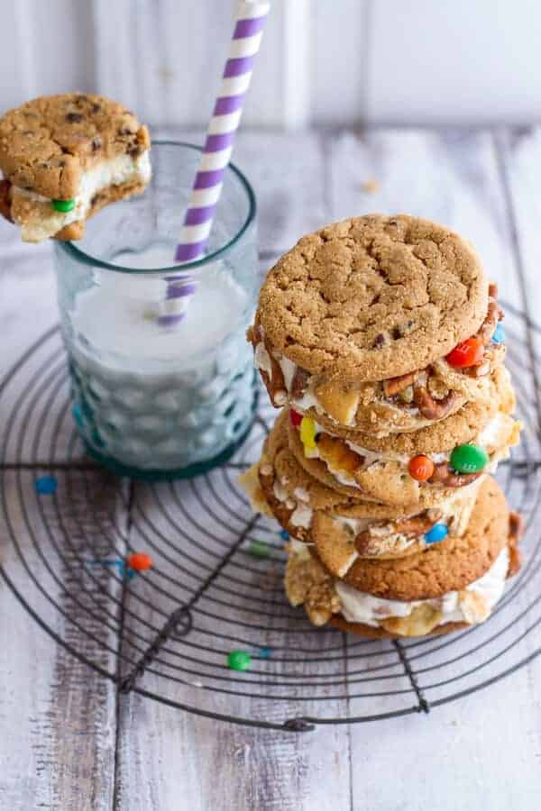 The Munchies Sweet Corn Ice Cream Sandwiches w/Peanut Butter Chip Cookies | halfbakedharvest.com