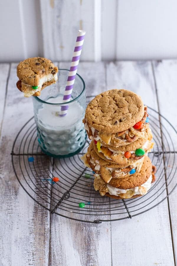 The Munchies Sweet Corn Ice Cream Sandwiches w/Peanut Butter Chip Cookies | halfbakedharvest.com