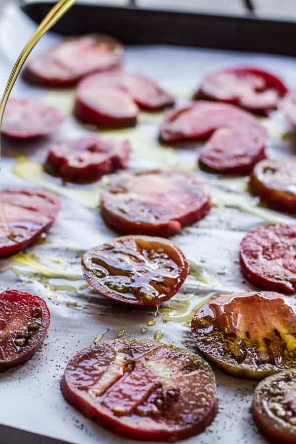 Cheesy Margarita Pizza Hummus with Grilled Pesto Pizza Bread | halfbakedharvest.com