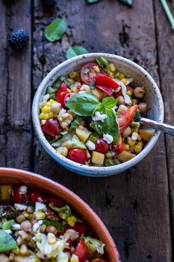 Easy Summer Herb and Chickpea Chopped Salad with Goat Cheese | halfbakedharvest.com