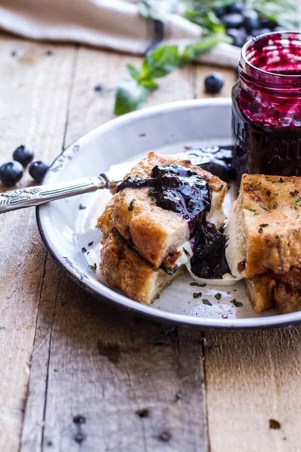 Mozzarella in Carrozza (Fried Mozzarella Sandwich) w-Blueberry Balsamic Jam | halfbakedharvest.com 