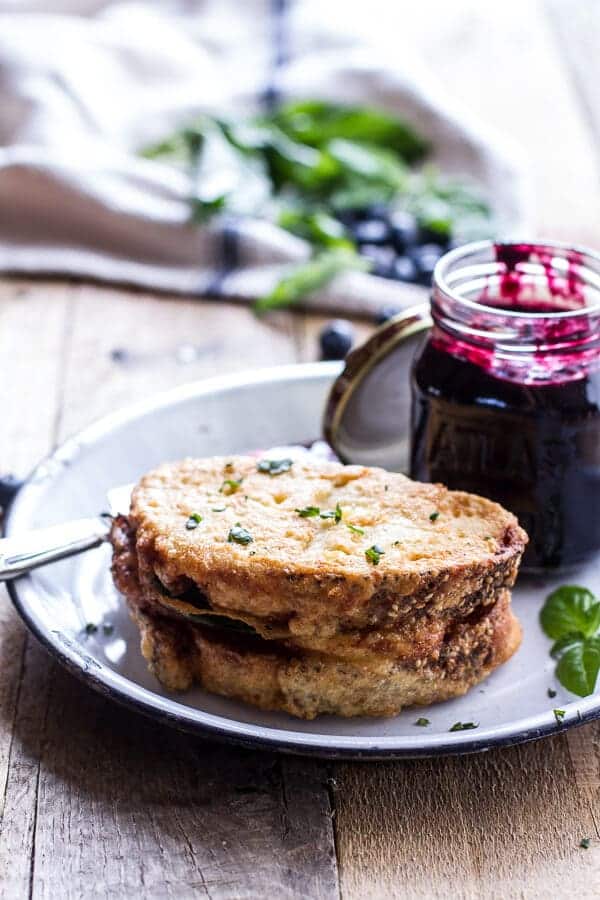 Mozzarella in Carrozza (Fried Mozzarella Sandwich) w-Blueberry Balsamic Jam | halfbakedharvest.com 