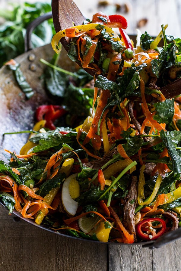 Thai Steak Salad w/Sweet + Spicy Tahini Dressing and Sesame Chili-Lime Cashews | halfbakedharvest.com