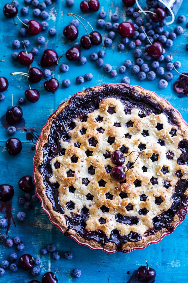 Vanilla Bourbon Cherry-Blueberry Pie | halfbakedharvest.com