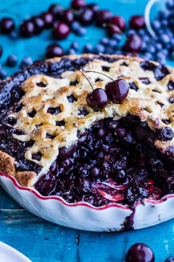 Vanilla Bourbon Cherry-Blueberry Pie | halfbakedharvest.com