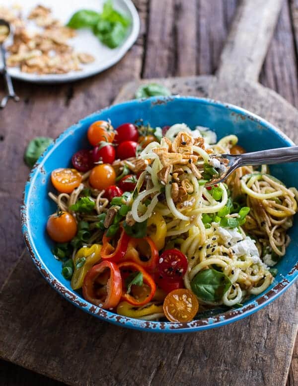 Farmers Market Sesame Miso Noodle Bowls with Garlic Chips | halfbakedharvest.com @hbharvest