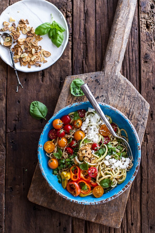 Farmers Market Sesame Miso Noodle Bowls with Garlic Chips | halfbakedharvest.com @hbharvest