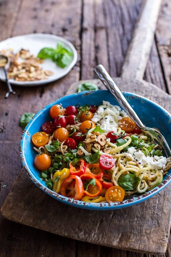 Farmers Market Sesame Miso Noodle Bowls with Garlic Chips | halfbakedharvest.com @hbharvest