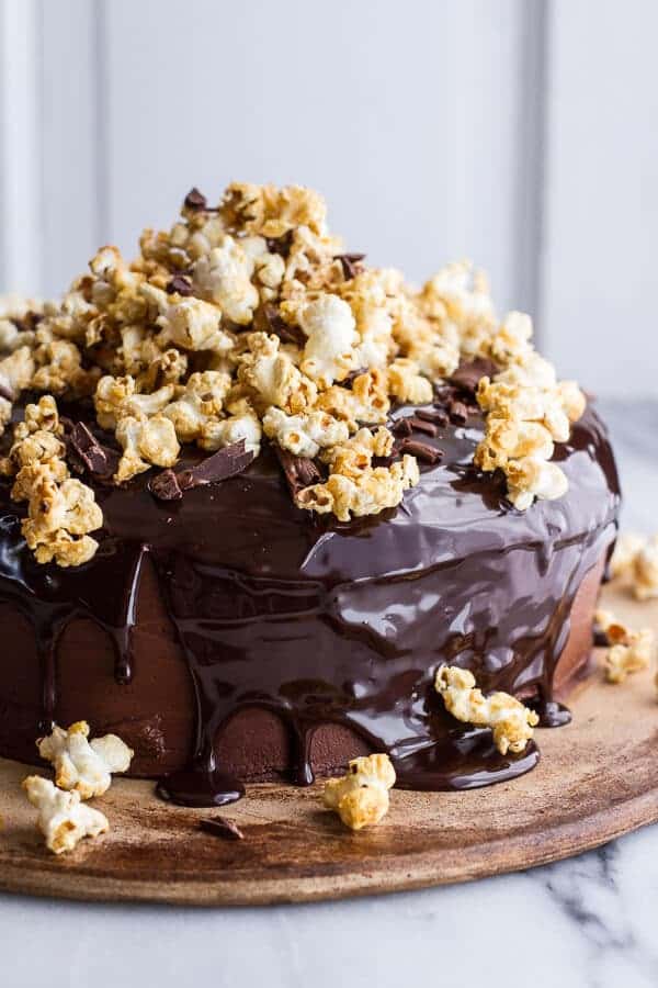 Healthier Chocolate Lovers Sweet Corn and Hazelnut Crunch Chocolate Cake w-Ganache | halfbakedharvest.com @hbharvest