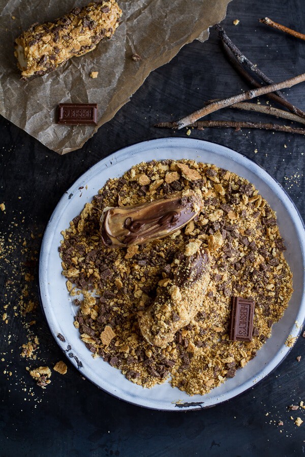 Inside Out Peanut Butter and Nutella Banana S'mores | halfbakedharvest.com