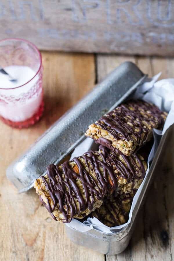 Milk Chocolate Dipped Zucchini Granola Bars | halfbakedharvest.com @hbharvest