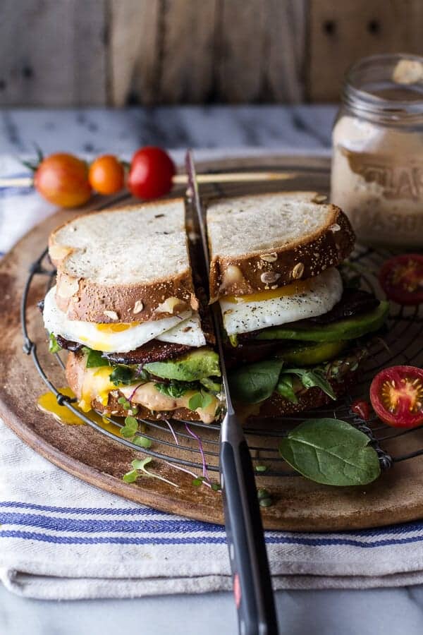 Bourbon Caramelized Bacon and Heirloom Tomato BLT w/Fried Eggs + Smoked Gouda | halfbakedharvest.com @hbharvest
