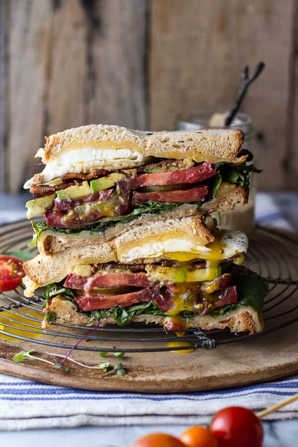 Bourbon Caramelized Bacon and Heirloom Tomato BLT w/Fried Eggs + Smoked Gouda | halfbakedharvest.com @hbharvest