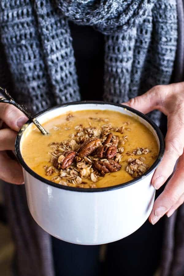 Brie + Cheddar Apple Beer Soup with Cinnamon Pecan Oat Crumble | halfbakedharvest.com @hbharvest