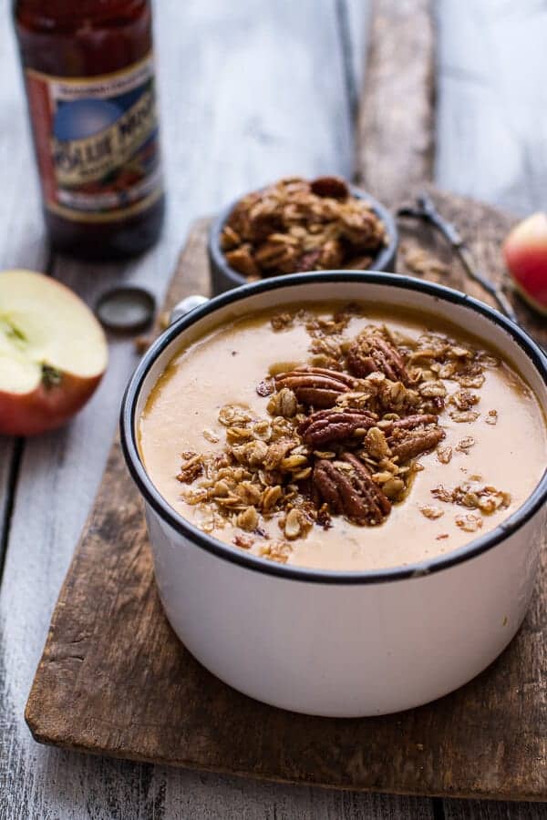 Brie + Cheddar Apple Beer Soup with Cinnamon Pecan Oat Crumble | halfbakedharvest.com @hbharvest