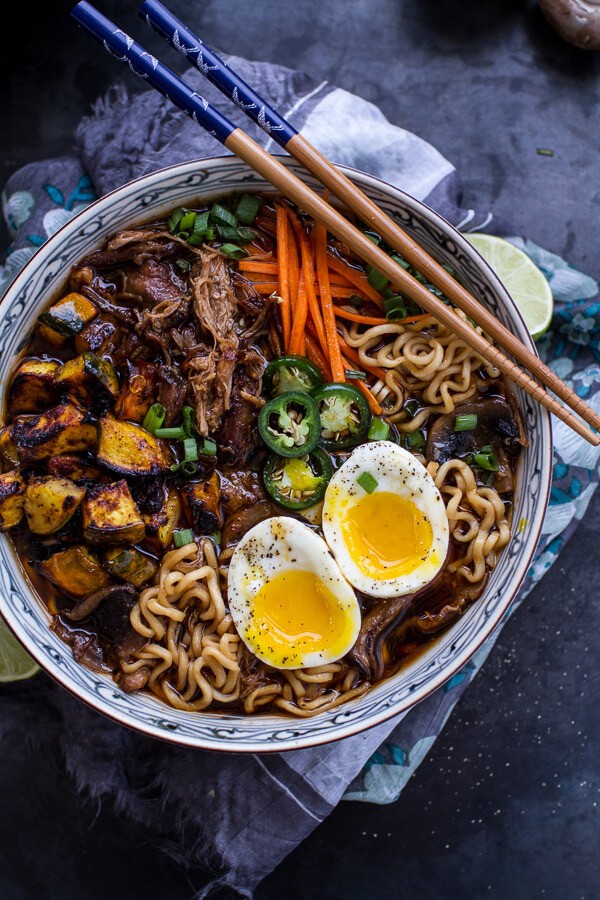 Crockpot Crispy Caramelized Pork Ramen Noodle Soup w-Curry Roasted Acorn Squash| halfbakedharvest.com @hbharvest