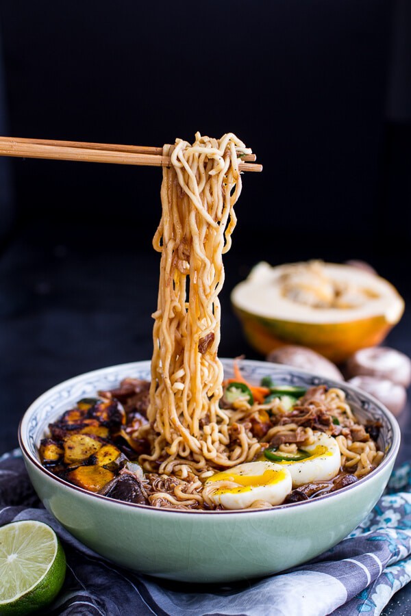 Crockpot Crispy Caramelized Pork Ramen Noodle Soup w-Curry Roasted Acorn Squash | | halfbakedharvest.com @hbharvest