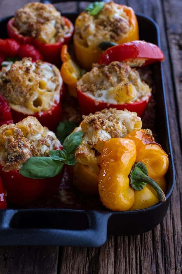 Mini Italian Meatball Mac and Cheese Stuffed Peppers | halfbakedharvest.com @hbharvest