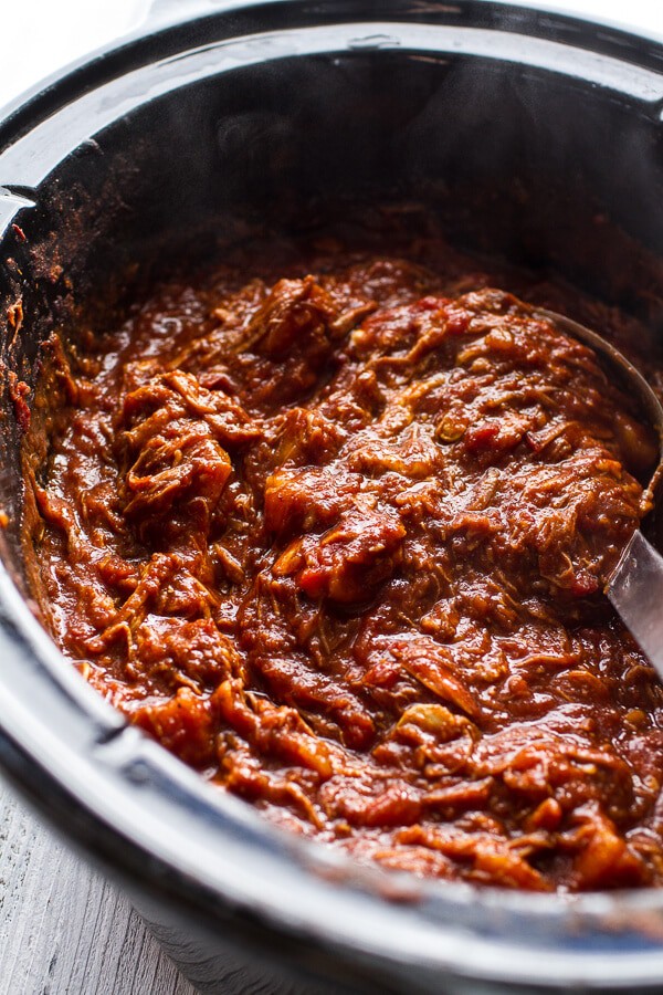 Crockpot Chipotle Pulled Pork Pumpkin Chili w/Cinnamon Roasted Pumpkin Seeds | halfbakedharvest.com @hbharvest