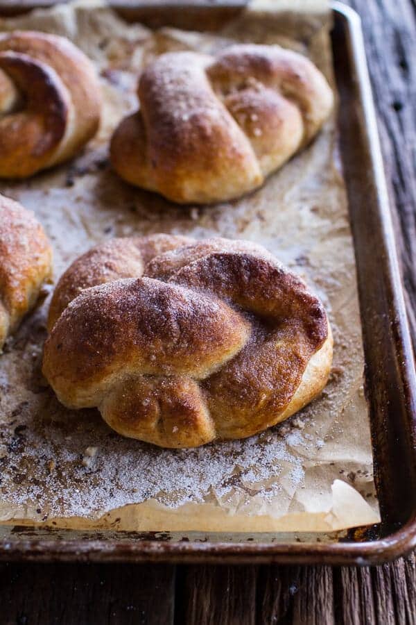 Hot Buttered Rum Apple Pie Stuffed Cinnamon Sugar Soft Pretzels | halfbakedharvest.com @hbharvest