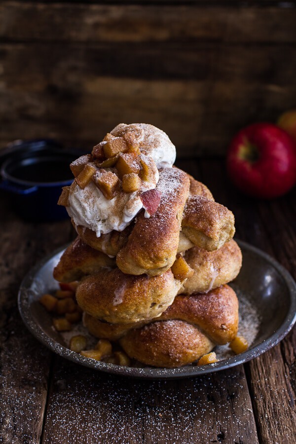 Hot Buttered Rum Apple Pie Stuffed Cinnamon Sugar Soft Pretzels | halfbakedharvest.com @hbharvest