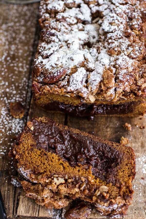 Molten Chocolate Pumpkin Streusel Bread...heavy on the Chocolate + Streusel | halfbakedharvest.com @hbharvest