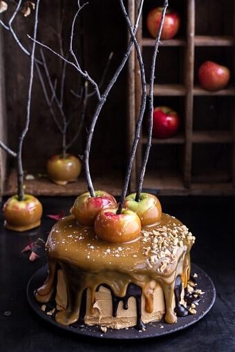 Salted Caramel Apple Snickers Cake | halfbakedharvest.com @hbharvest