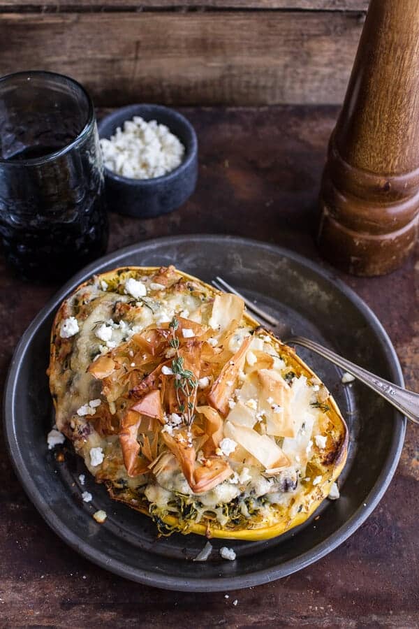 Spanakopita Stuffed Spaghetti Squash Bowls | halfbakedharvest.com @hbharvest