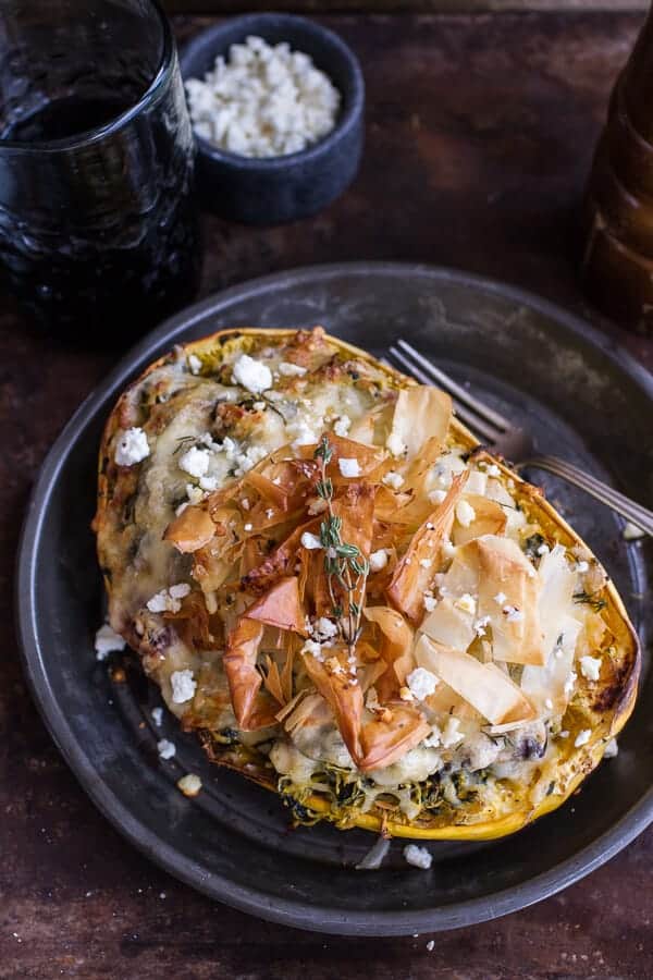 Spanakopita Stuffed Spaghetti Squash Bowls | halfbakedharvest.com @hbharvest