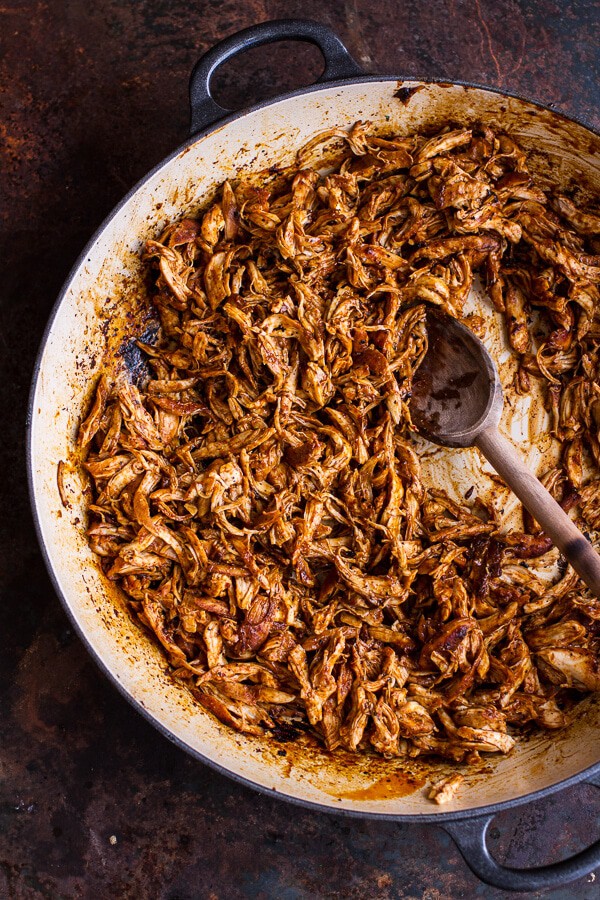 Spicy Cider Beer Braised Chicken Enchilada Tacos w-Sweet Chili Apple-Pomegranate Salsa | halfbakedharvest.com @hbharvest