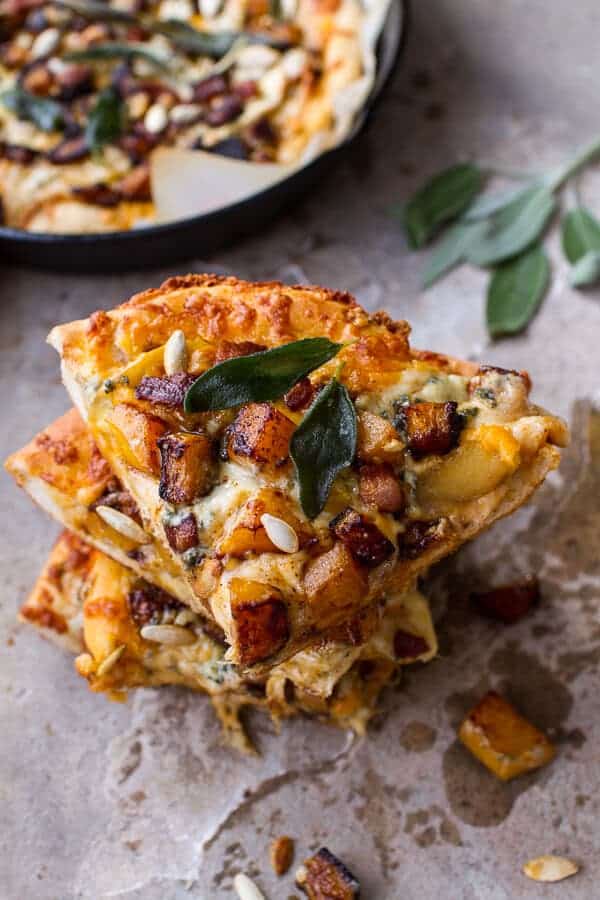 Sweet 'n' Spicy Roasted Butternut Squash Pizza w/Cider Caramelized Onions + Bacon | halfbakedharvest.com @hbharvest