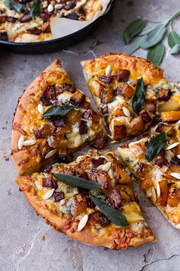 Sweet 'n' Spicy Roasted Butternut Squash Pizza w/Cider Caramelized Onions + Bacon | halfbakedharvest.com @hbharvest